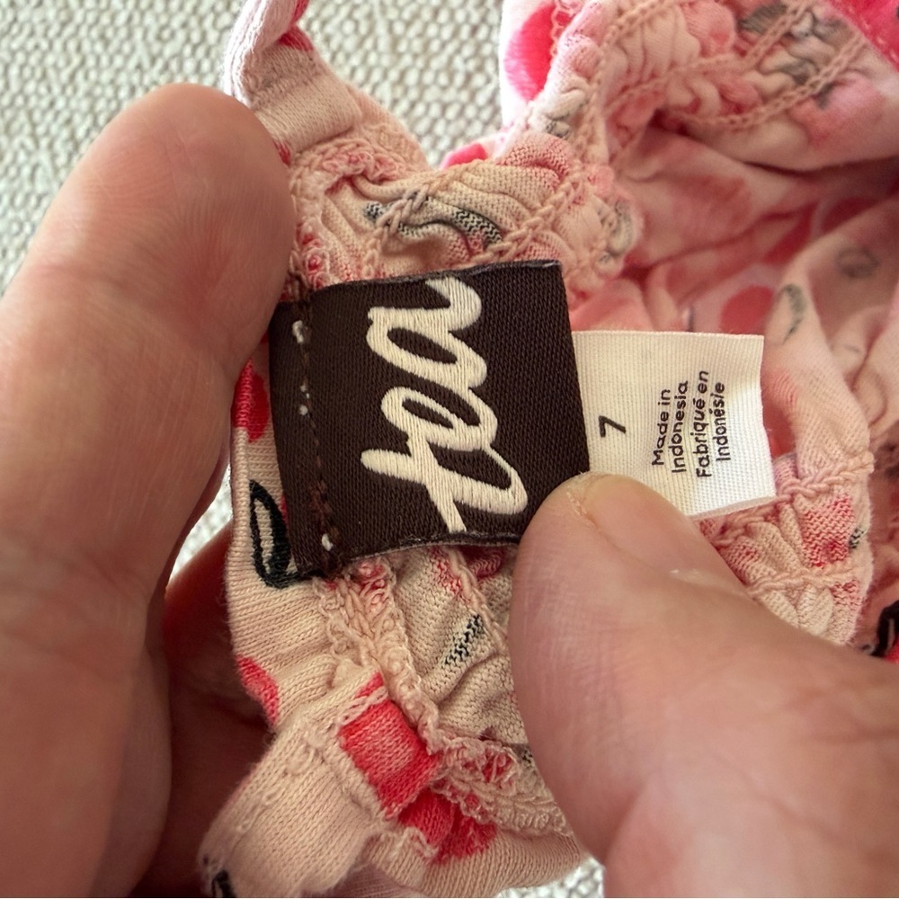 TEA Collection romper with pockets size 7 summer peaches print - Picture 3 of 3